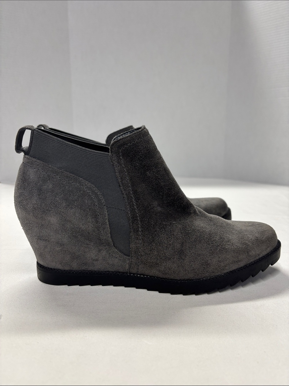 Naturalizer Gray Suede Wedge Ankle Booties